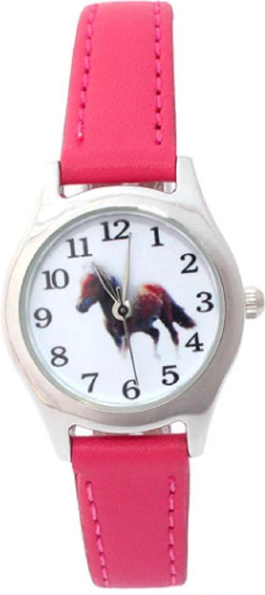 Pony - paarden horloge - donker roze - 20 mm - I-deLuxe verpakking