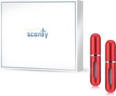 Scenty - Parfum Verstuiver Navulbaar - Mini Parfum Flesje - Reisflesje - Rood - 2 stuks - Inclusief hoesje!
