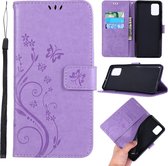 Paars bloem vlinder agenda case hoesje Samsung Galaxy A71