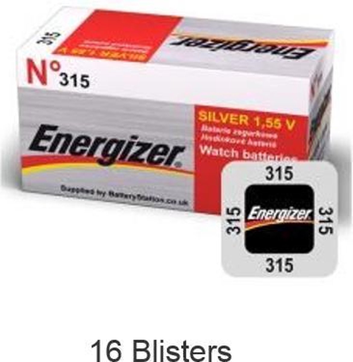 16 stuks (16 blisters a 1 stuk) Energizer Silver Oxide 315 LD 1.55V
