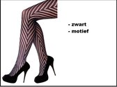 Luxe netpanty zwart met V motief