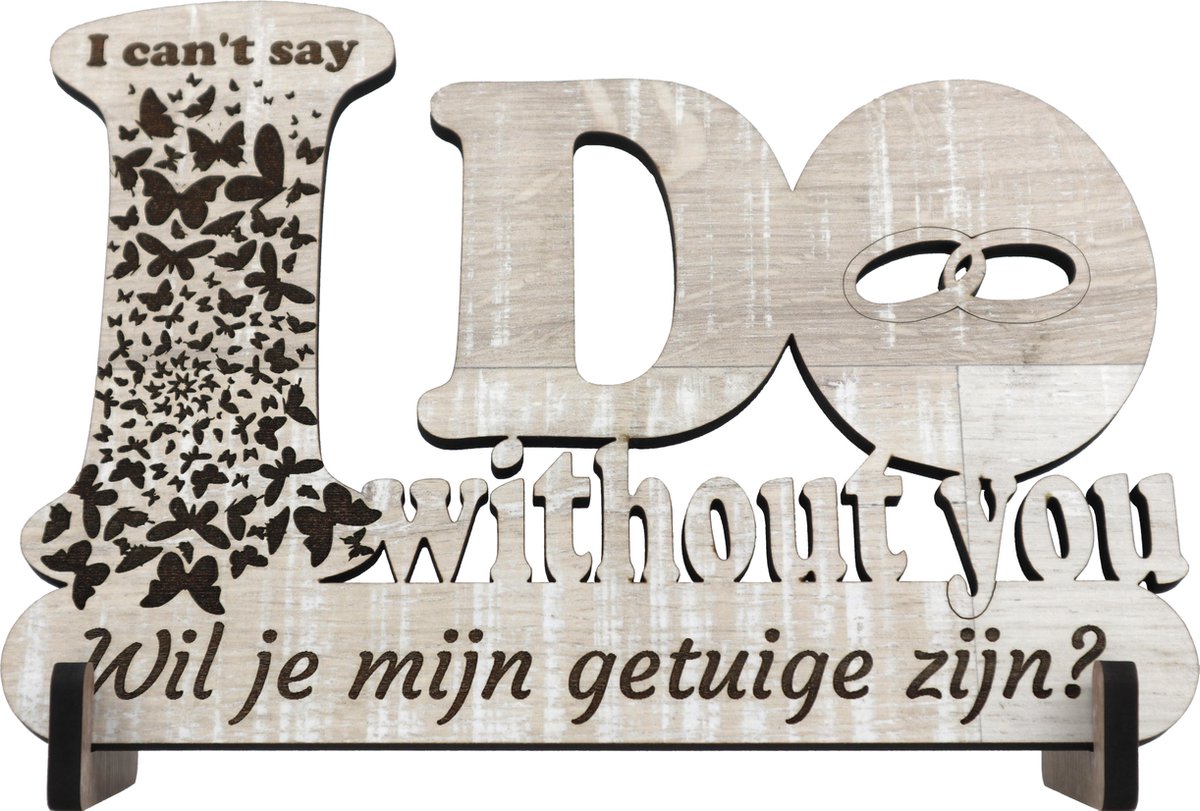Originele houten wenskaart - kaart van hout - Wil je mijn getuige zijn