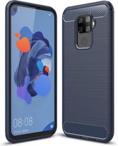 Huawei Mate 30 Lite Carbone Brushed Tpu Blauw Cover Case Hoesje CBL