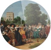 De buitenpartij |  Dirck Hals | Rembrandt van Rijn | Rond Plexiglas | Wanddecoratie | 100CM x 100CM | Schilderij | Oude meesters | Foto op plexiglas
