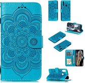 Bloem blauw agenda case hoesje Motorola Moto E6s / E6 Plus