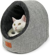 Kattenmand in Iglo stijl grijs | Comfortabele kattenmand van zacht materiaal | Ook geschikt als hondenmand | Slaapplek voor katten en honden | Makkelijk schoon te maken en geschikt