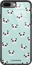 iPhone 8 Plus/7 Plus hoesje glass - Panda print | Apple iPhone 8 Plus case | Hardcase backcover zwart