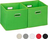 Relaxdays opbergbox stof - set van 2 - opvouwbaar - opbergmand - 30 cm - kast organizer - groen