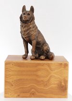 honden urnkistje met bronskleurig beeldje Duitse Herder | Witte Herder | Zwarte Herder