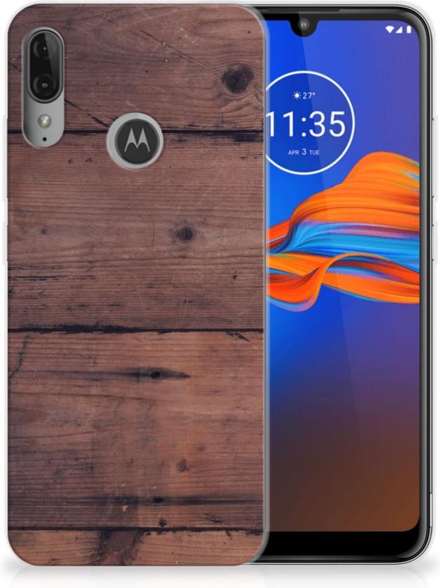 Motorola Moto E6 Plus Bumper Hoesje Old Wood
