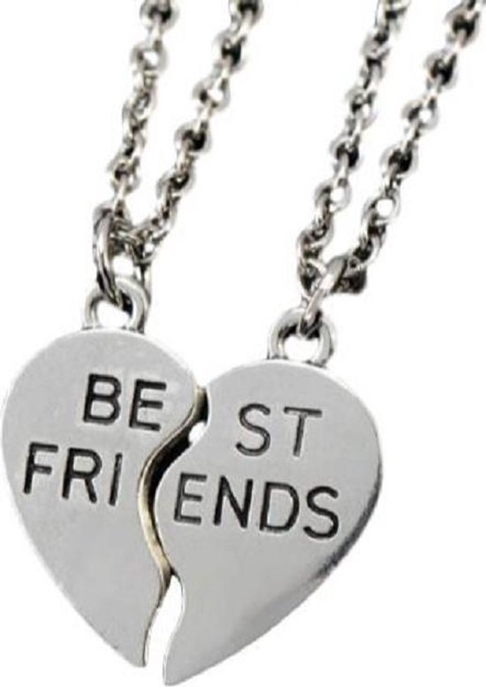 BY-ST6 Duo chaine Best Friends, deux chaines avec fragile coeur couleur argent