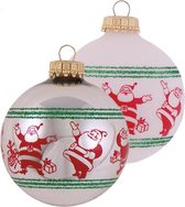 Set van 4 glazen kerstballen met vrolijke kerstmannen