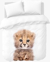 Y-NOT - Baby Cheetah - Dekbedovertrek - Microvezel - Eenpersoons - 140x200/220 cm - Wit, Multi