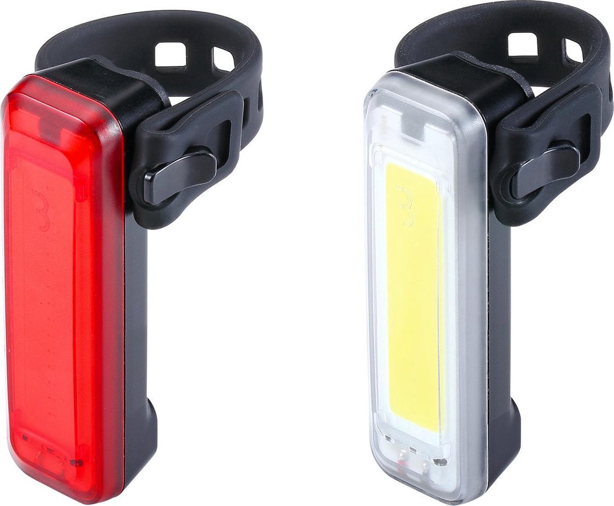 ABSINA Led-fietsverlichtingsset met accu, afneembaar, StVZO goedgekeurd, fietslicht met 180 lumen, 200 m bereik, regenbestendig en oplaadbaar via USB, fietsverlichting voor- en achterlicht, fietslamp