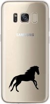 Samsung Galaxy S8 transparant paarden siliconen hoesje - Zwart paard