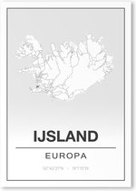 Poster/plattegrond IJSLAND - 30x40cm