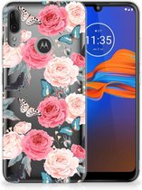 Back Case Motorola Moto E6 Plus TPU Siliconen Hoesje Butterfly Roses