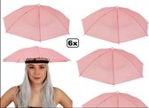 6x Hoofd paraplu roze