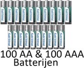 100 piles alcalines industrielles AAA et 100 (emballées par 10) Philips