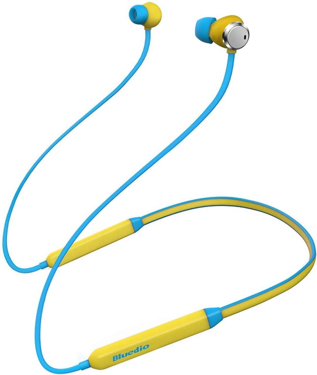 Bluedio TN (Turbine) Active Noise Cancelling hoofdtelefoon, Bluetooth 4.2 Wireless Sports headsets, Magnetic sweatproof Running oordopjes met microfoon (geel)