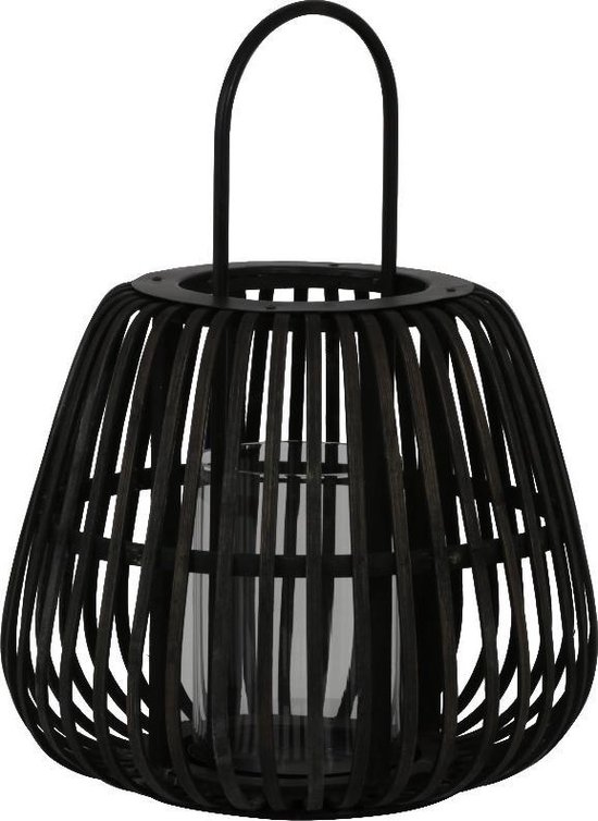Light & living - Windlicht Mosta -bamboe zwart 37 x Ø29 | bol.com