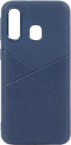 Huawei Y7 (2019) hoesje, gel case half lederlook, navy blauw | GSM Hoesje / Telefoonhoesje Geschikt Voor: Huawei Y7 (2019)