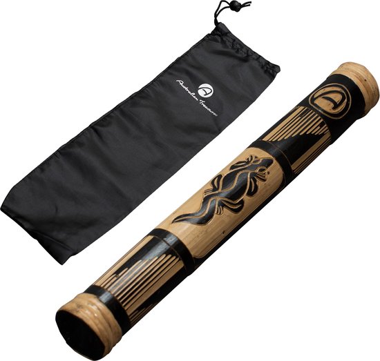 Rainstick 40cm carved inclusief nylon bag