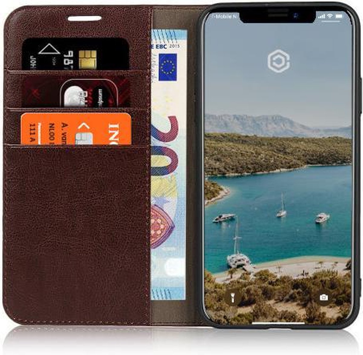 Casecentive Luxe Leren Wallet case - Portemonnee hoes - iPhone 11 Pro Max Bruin