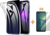 Motorola Moto G8 Plus Hoesje - Siliconen Back Cover & 2X Glazen Screenprotector - Transparant