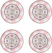 Jill - Set van 4 ontbijtborden 20 cm - Koraalrood - Melamine