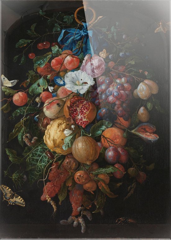 Feston de fruits et de fleurs | Jan Davidsz. de Heem | Plexiglas | Décoration murale | 40 cm x 60 cm | Peinture | Maîtres anciens | Photo sur plexiglas