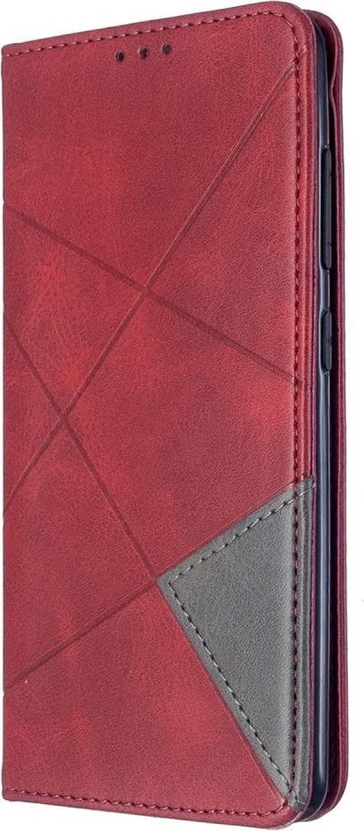 Geometric Book Case - Geschikt voor Samsung Galaxy A51 Hoesje - Rood