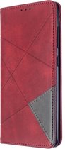 Geometric Book Case - Geschikt voor Samsung Galaxy A51 Hoesje - Rood