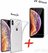 iPhone XS Max Hoesje Transparant (Siliconen TPU Soft Case) + 2Pcs Screenprotector Tempered Glass - Eff Pro