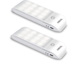 Sumpas - Led Nachtlampje, techole (2 stuks) LED kast licht met 24 LED, USB accu, Motion Sensor Nachtlampje met Stick-on magneetstrip voor kast, Hal, trappenhuis, kast, Garage/Lade en andere... (Energieklasse A++)
