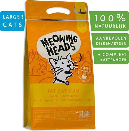 Duplicatie Isoleren Bijdragen Meowing Heads Fat Cat Slim - Kattenvoer - Biologisch - 1,5kg | bol.com