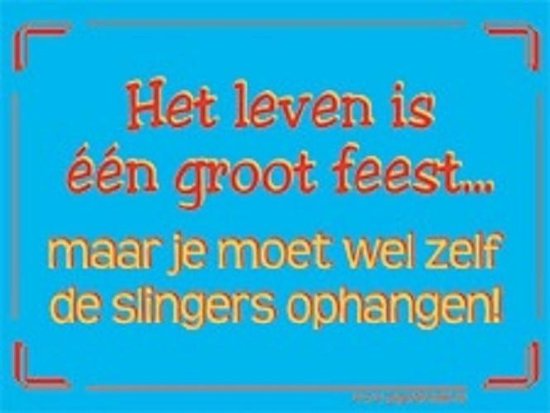 Het leven is een groot feest... maar je moet wel zelf de slinger