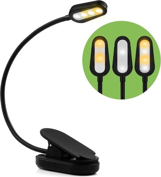 Oplaadbaar USB Leeslampje met Klem Clip On LED Boeklampje -... |