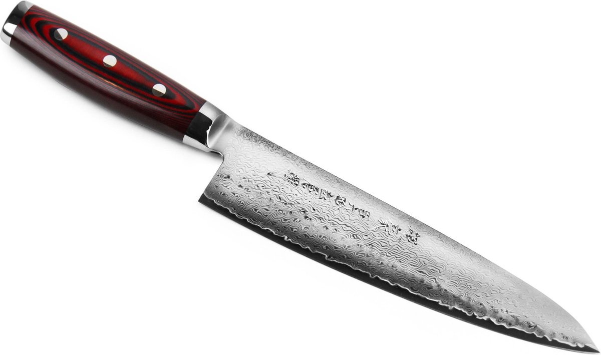 Yaxell Super Gou Koksmes 20 cm – 161 Lagen Damaststaal – SG2 Staal – 63 HRC – Canvas-Micarta Heft