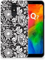Back Cover LG Q7 TPU Siliconen Hoesje Black Flowers