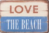 Tekstbord Love the Beach - Metaal - Retro - 30 x 20 cm - Clayre & Eef