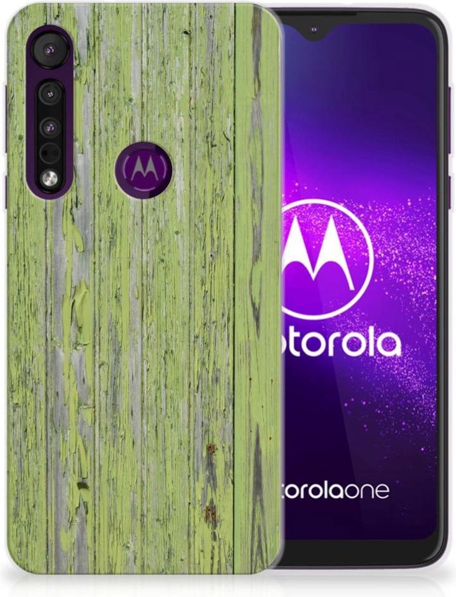 Motorola One Macro Bumper Hoesje Green Wood
