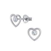 Joy|S - Zilveren hartje oorbellen 7 mm kristal