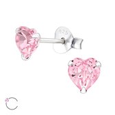 Boucles d'oreilles Montebello Libi Pink - Argent 925 - Swarovski® - Coeur - Ø5mm