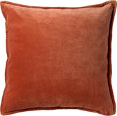 Dutch Decor CAITH - Sierkussen 50x50 cm - 100% katoen velvet - lekker zacht - Potters Clay - oranje / terracotta - Inclusief binnenkussen