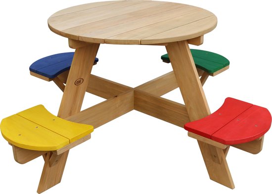 AXI Ufo Picknicktafel Rond voor 4 kinderen in Regenboog kleuren - Picknick  tafel van... | bol.com