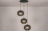 Lumidora Hanglamp 73825 - 3 Lichts - E27 - Zwart - Brons - Antraciet donkergrijs - Metaal - ⌀ 75 cm