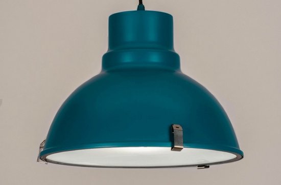Ontdekking prototype binnenplaats Lumidora Hanglamp 73672 - E27 - Blauw - Petrol - Metaal - ⌀ 38 cm | bol.com