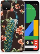 Google Pixel 4 XL TPU Hoesje Pauw met Bloemen