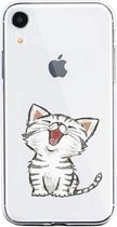 Apple Iphone XR siliconen telefoonhoesje transparant - Schattig katje